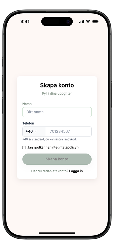 Registrera kunder - Perfil de cliente